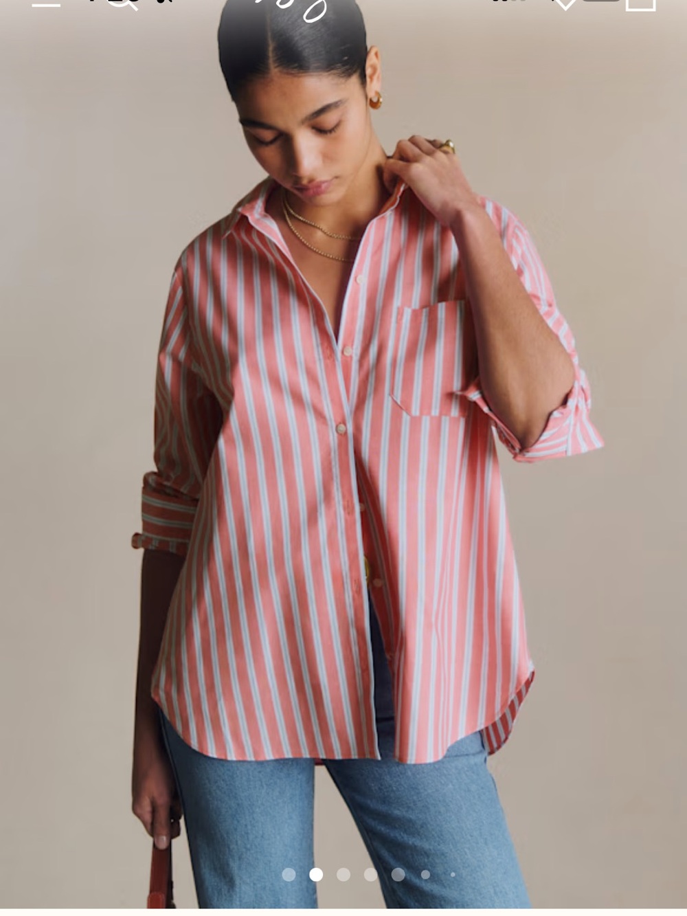 Sezane Beach Stripes Striped Button-Down Max Shirt